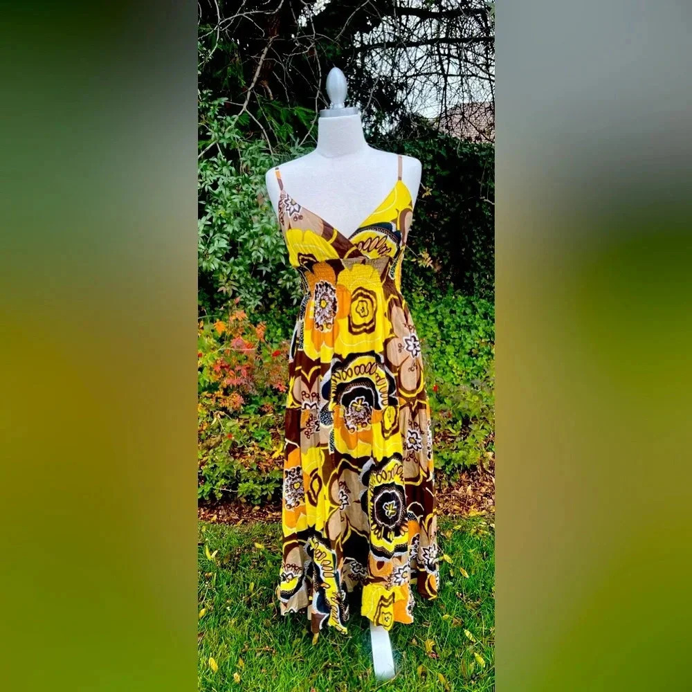 SPEED CONTROL - YELLOW & BROWN SPRING SUN DRESS ๐ - Picture 3 of 8